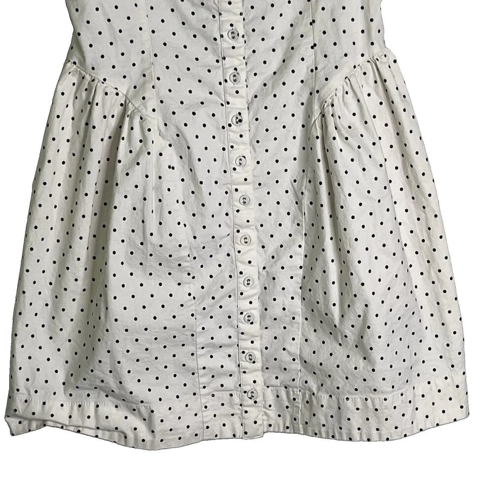 Free People Astrid Mini Dress S Polka Dot Pockets Cotton Stretch Ivory Combo - Picture 7 of 15